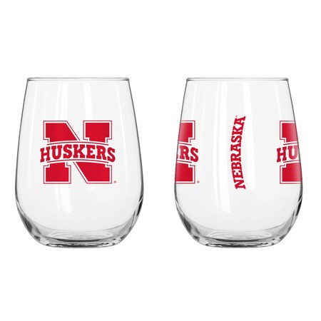 Logo Brands Nebraska 16oz Gameday Curved Beverage Glass 182-G16CB-1